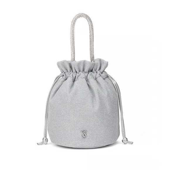 Victoria’s Secret VS glitter mini drawstring top handle bucket Bag pouch purse - Picture 2 of 8